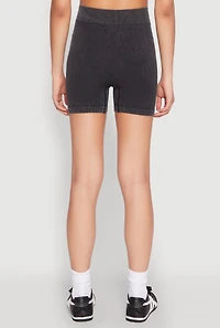 Womens Mineral Wash Seamless Bike Shorts, Black, Size S-M