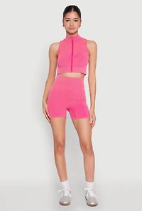 Womens Mineral Wash Seamless Bike Shorts, Pink, Size L-XL