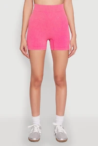 Womens Mineral Wash Seamless Bike Shorts, Pink, Size L-XL