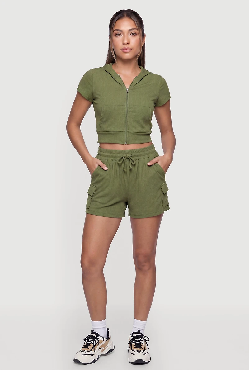 Short Sleeve Cropped Hooded Sweatshirt