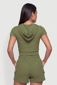 Short Sleeve Cropped Hooded Sweatshirt