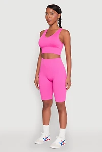 Seamless V Neck Active Crop Top