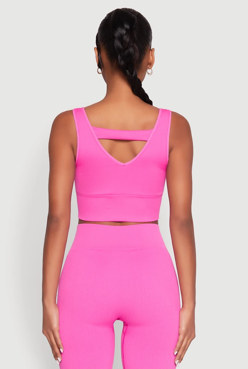 Seamless V Neck Active Crop Top