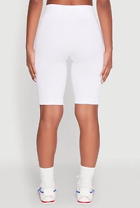 Womens Seamless High Waisted Bike Shorts, White, Size S-M