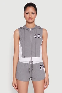 Womens 25 Graphic Hooded Zip Front Vest, L