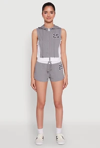 Womens 25 Graphic Hooded Zip Front Vest, L