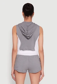Womens 25 Graphic Hooded Zip Front Vest, L