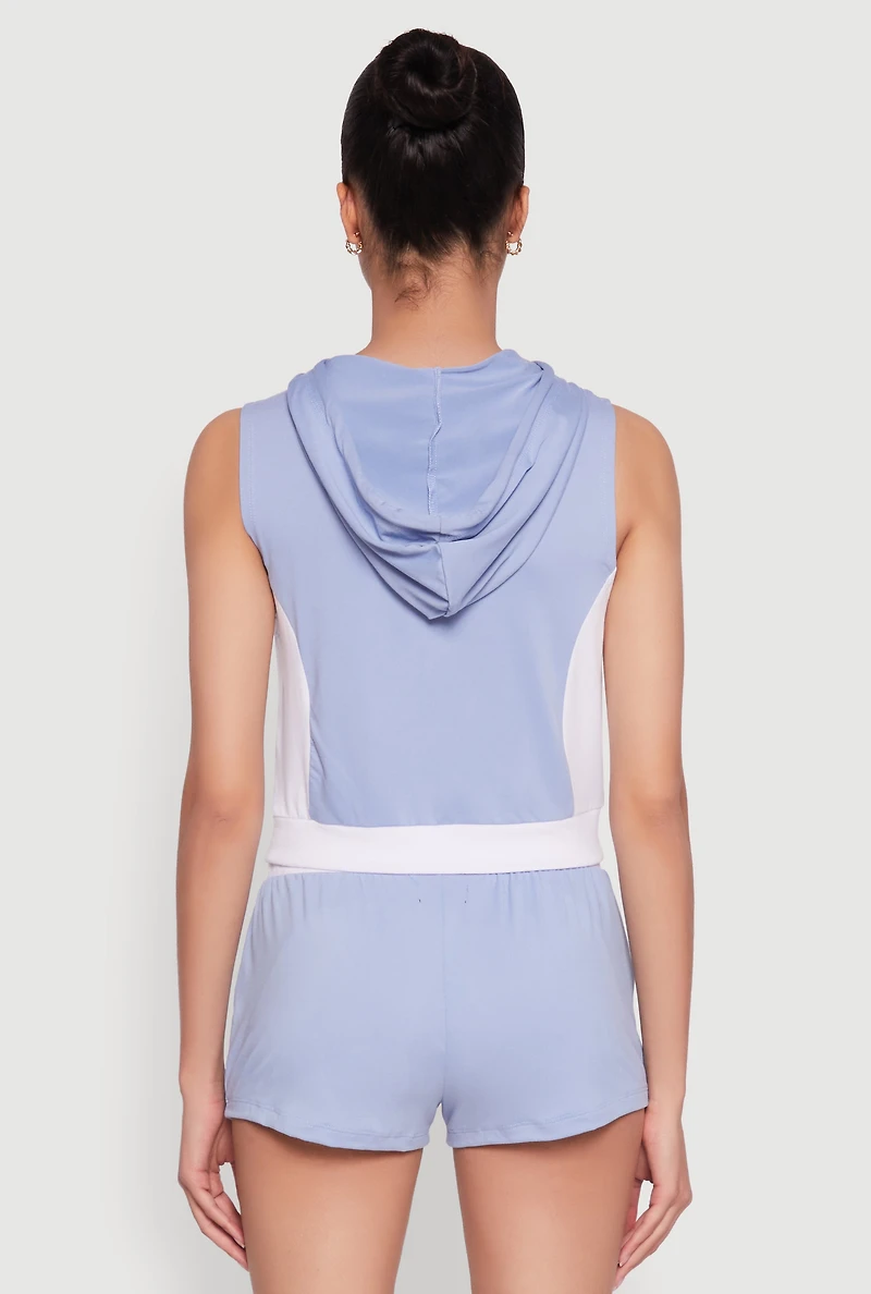 Womens 25 Graphic Hooded Zip Front Vest,
