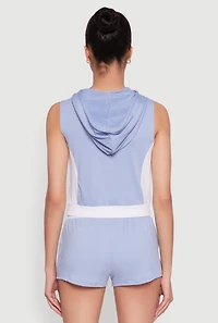 Womens 25 Graphic Hooded Zip Front Vest,