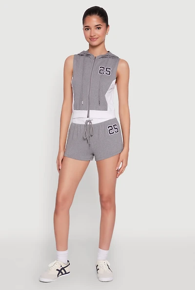 Womens 25 Graphic Contrast Trim Shorts,