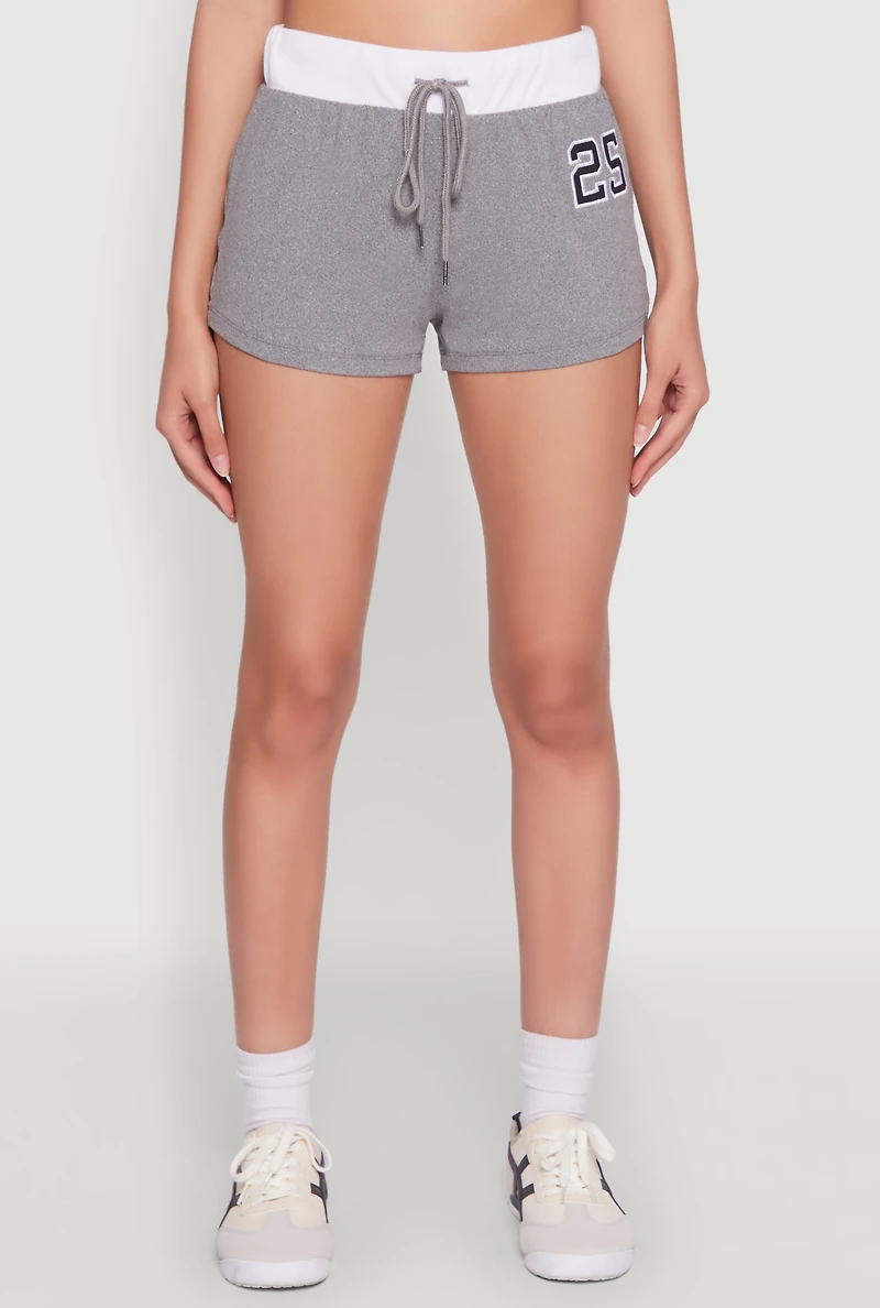 Womens 25 Graphic Contrast Trim Shorts, XL