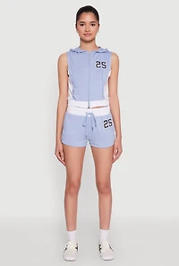 Womens 25 Graphic Contrast Trim Shorts, Blue, Size L
