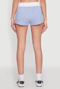 Womens 25 Graphic Contrast Trim Shorts, Blue, Size L