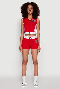 Womens 25 Graphic Contrast Trim Shorts, Red, Size XL
