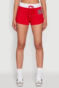 Womens 25 Graphic Contrast Trim Shorts, Red, Size L