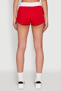 Womens 25 Graphic Contrast Trim Shorts, Red, Size XL