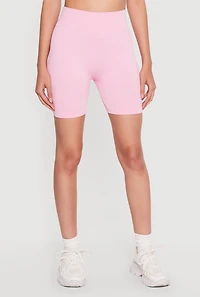 High Waisted Compression Rib Biker Shorts