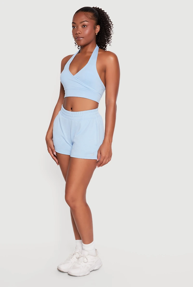 Faux Wrap Halter Crop Top