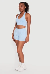 Faux Wrap Halter Crop Top