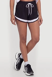 Contrast Trim Drawstring Waist Shorts