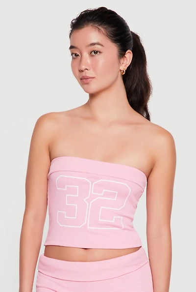 Fold Over Trim 32 Graphic Tube Top