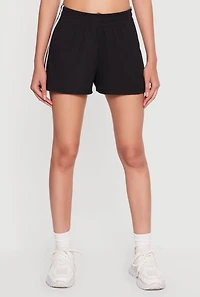 Ribbed Knit Varsity Stripe Detail Shorts