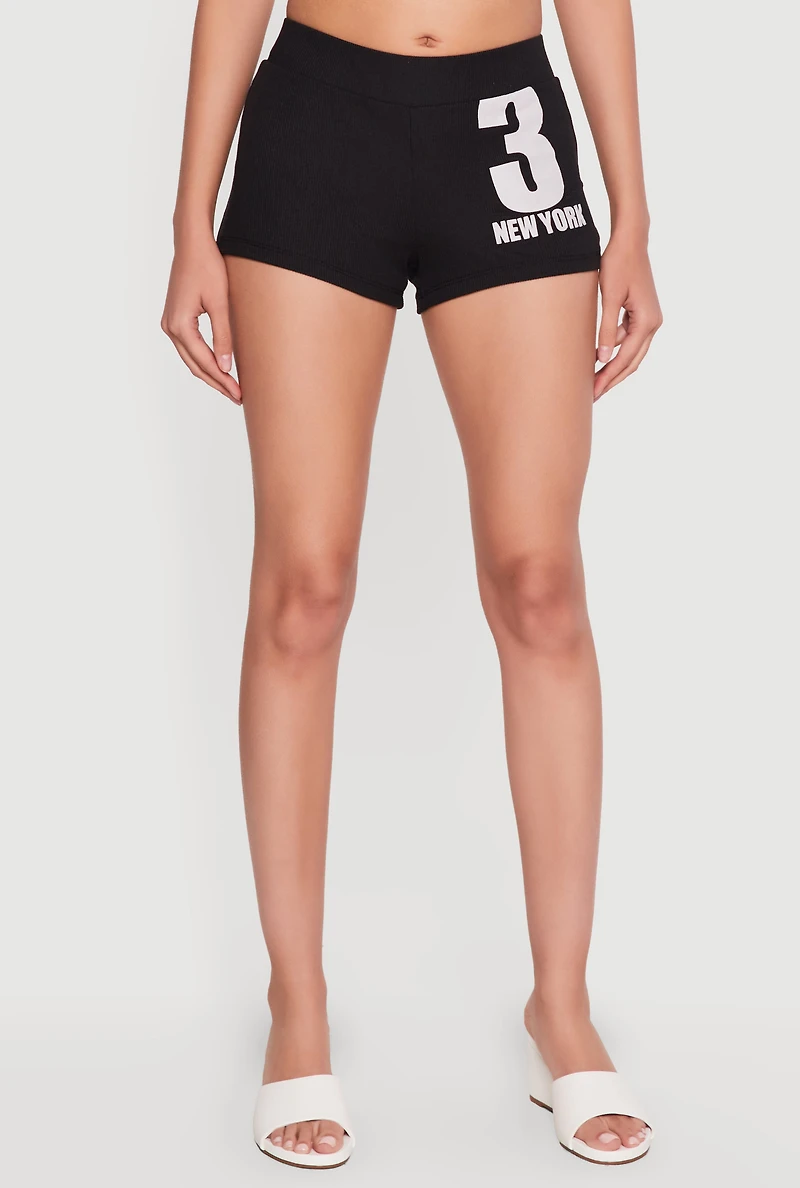 3 New York Graphic Ribbed Knit Shorts