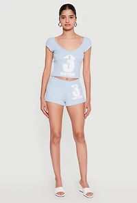 3 New York Graphic Ribbed Knit Shorts