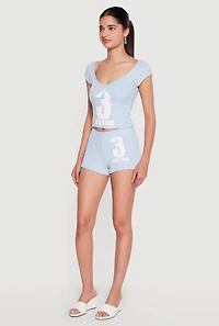 3 New York Graphic Ribbed Knit Shorts