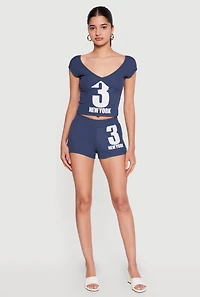 3 New York Graphic Ribbed Knit Shorts