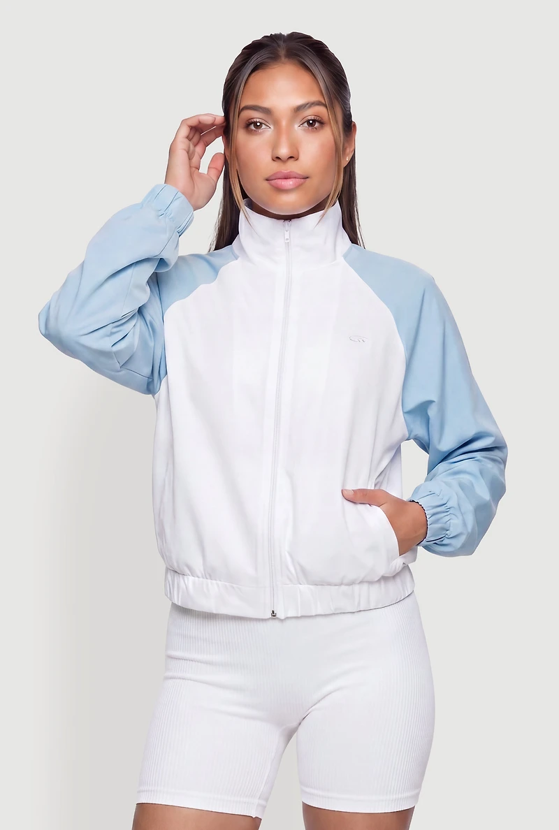 Color Blocked Zip Front Track Jacket