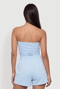 Side Ruched Cropped Tube Top