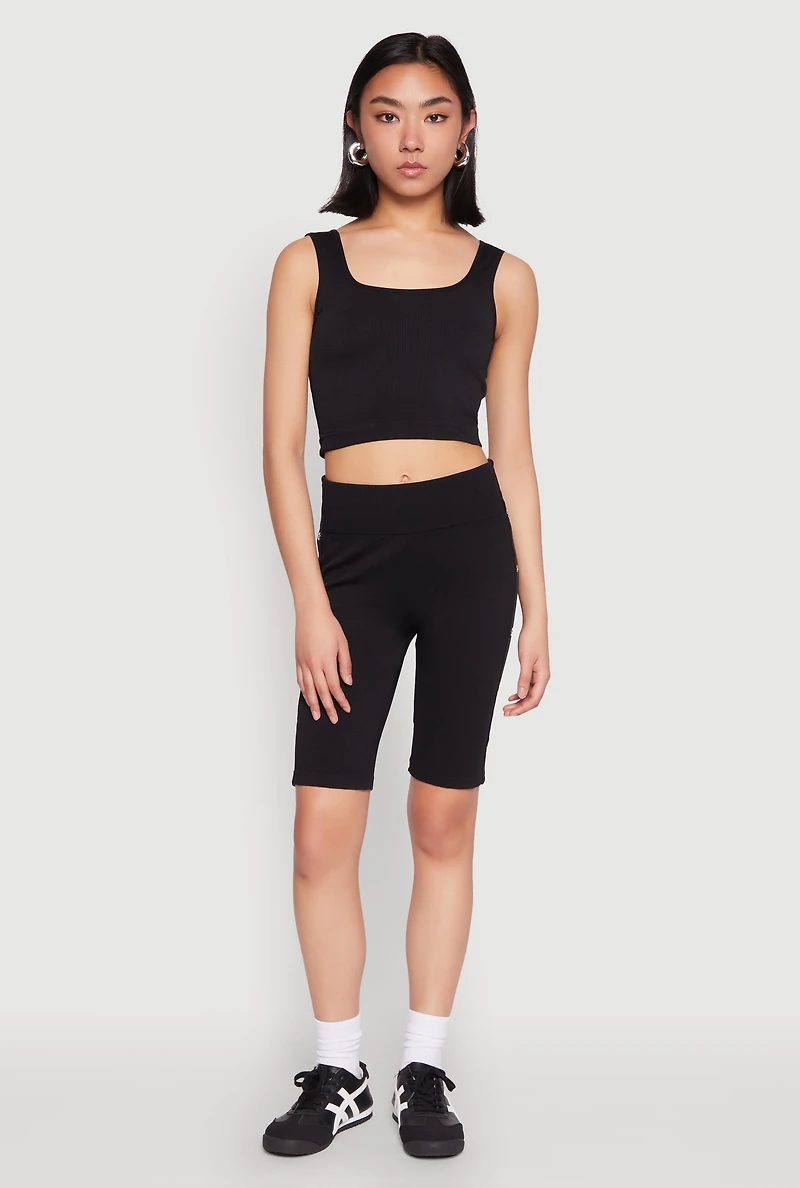 Womens Grommet Side Cropped Tank Top,
