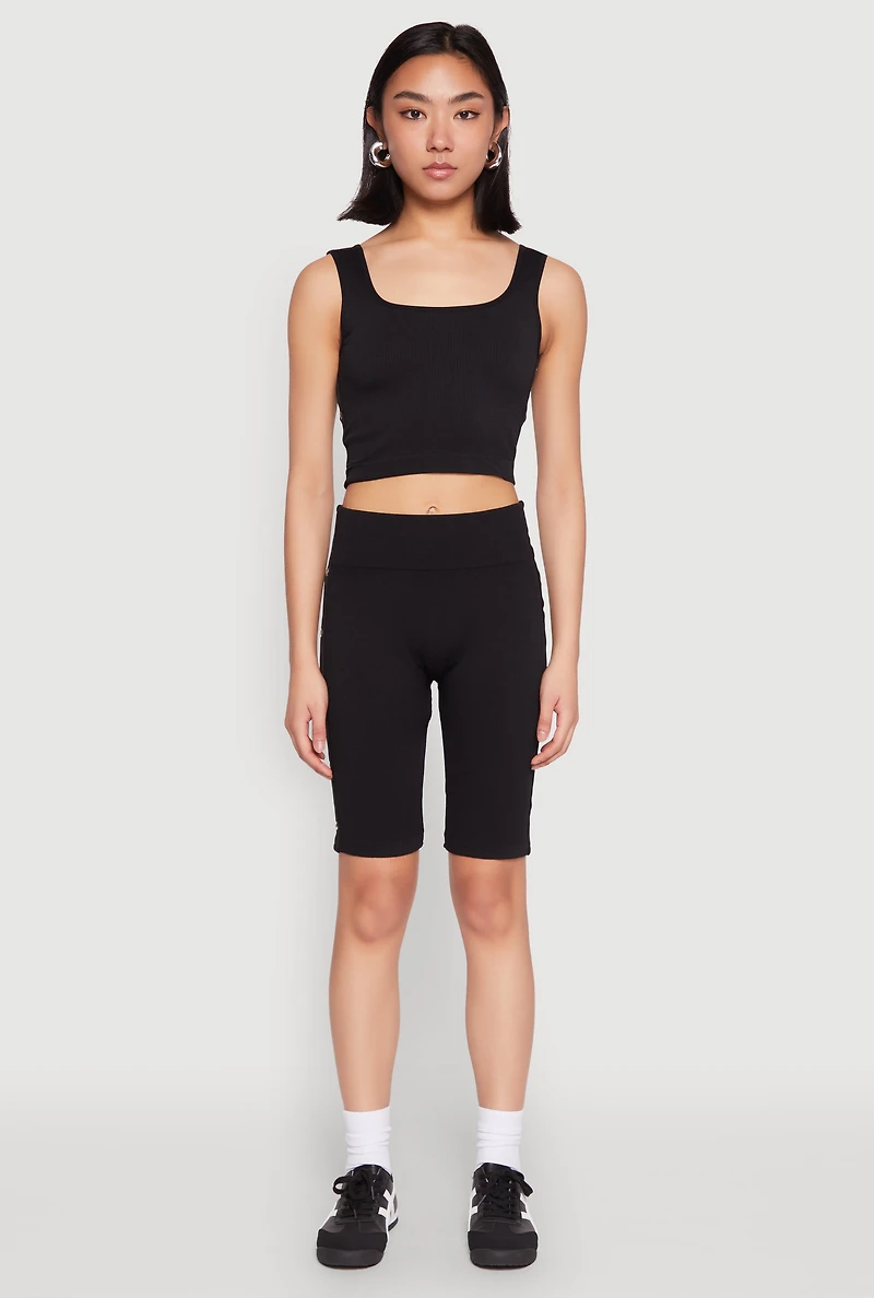 Womens Grommet Side Cropped Tank Top,