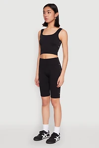 Womens Grommet Side Cropped Tank Top, Black, Size L-XL