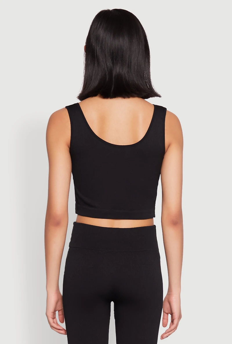 Womens Grommet Side Cropped Tank Top,
