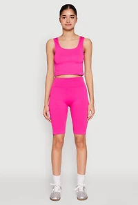 Womens Grommet Side Cropped Tank Top, Pink, Size S-M