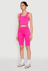 Womens Grommet Side Cropped Tank Top, Pink, Size S-M