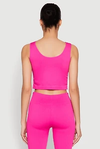 Womens Grommet Side Cropped Tank Top, Pink, Size S-M