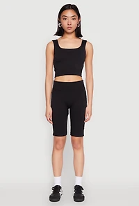 Womens Grommet Side Biker Shorts, Black, Size L-XL