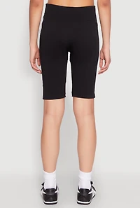 Womens Grommet Side Biker Shorts, Black, Size L-XL