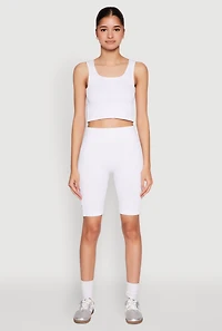 Womens Grommet Side Biker Shorts, White,