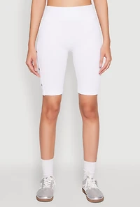 Womens Grommet Side Biker Shorts, White,