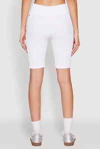 Womens Grommet Side Biker Shorts, White,