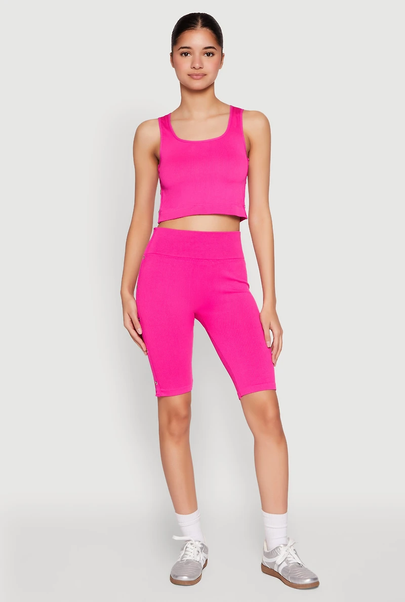 Womens Grommet Side Biker Shorts,