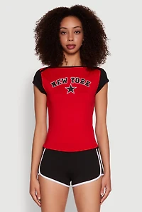 Womens New York Graphic Color Block T Shirt,