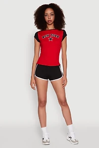 Womens New York Graphic Color Block T Shirt,