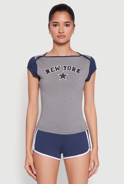Womens New York Graphic Color Block T Shirt, S