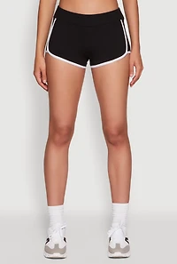 Womens Contrast Trim Dolphin Shorts, Black, Size S