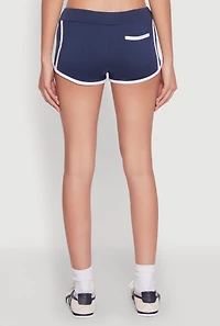 Womens Contrast Trim Dolphin Shorts, Blue, Size L